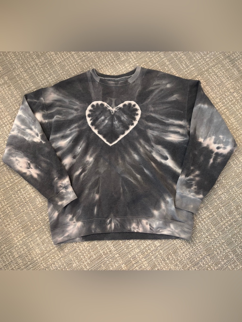 Urban Outfitters Black & White Tie-Dye Heart Sweatshirt